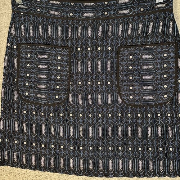 NWT Loft A Line Skirt Women’s Size 10 Textured Mesh Lace Embroidery Pockets Blue - Picture 2 of 12